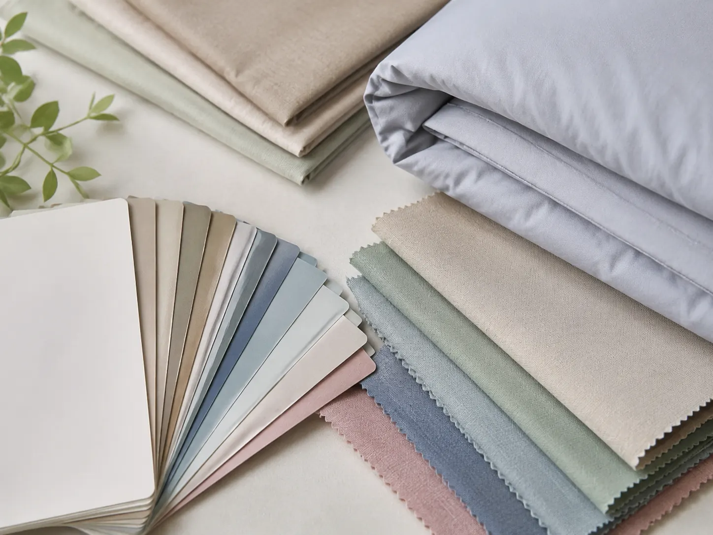 Bedding color swatches and fabric samples for custom color matching