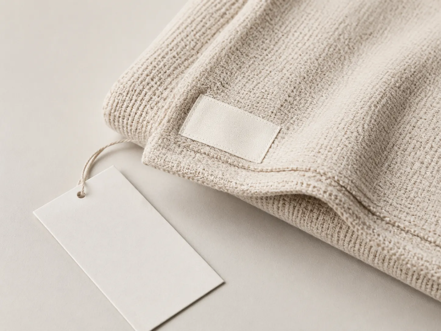 Custom blanket woven label and hang tag detail
